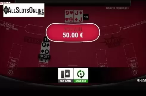 Win screen 1. BlackJack Twins and Crazy Twins Extended VIP from GAMING1