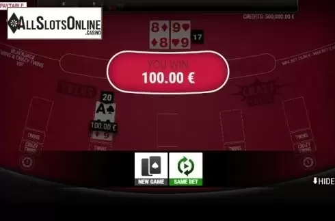 Win screen 3. BlackJack Twins and Crazy Twins Extended VIP from GAMING1