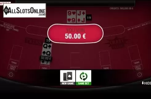 Win screen 1. BlackJack Twins and Crazy Twins VIP from GAMING1