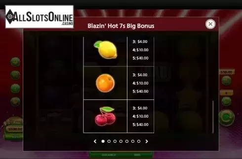Paytable screen 3