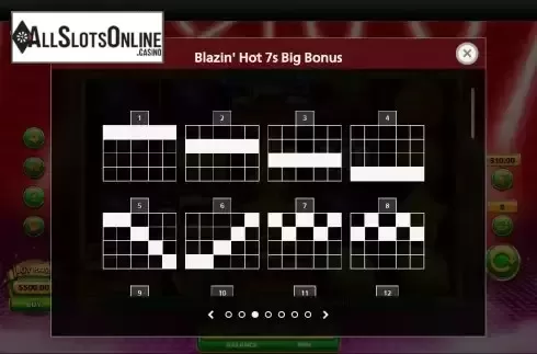 Paylines screen