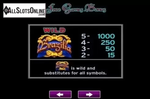 Paytable 1. Brazilia from High 5 Games