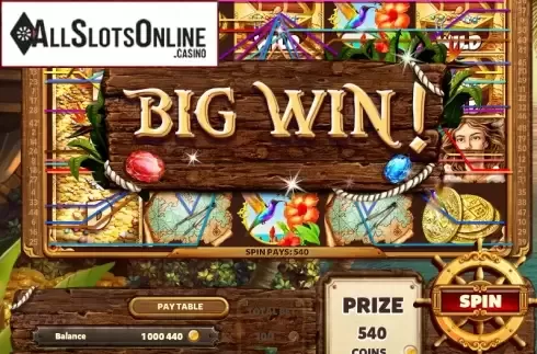 Big win screen. Caribbean Treasure from Red Rake