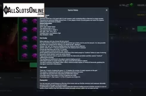 Game Rules screen