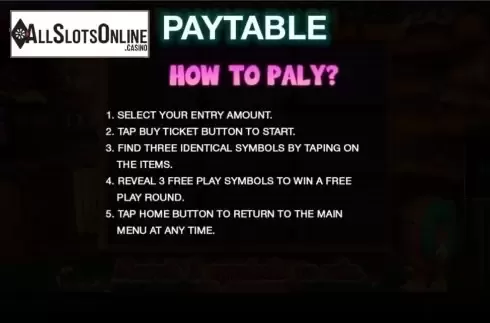 Paytable. Donut Rush from Spinomenal