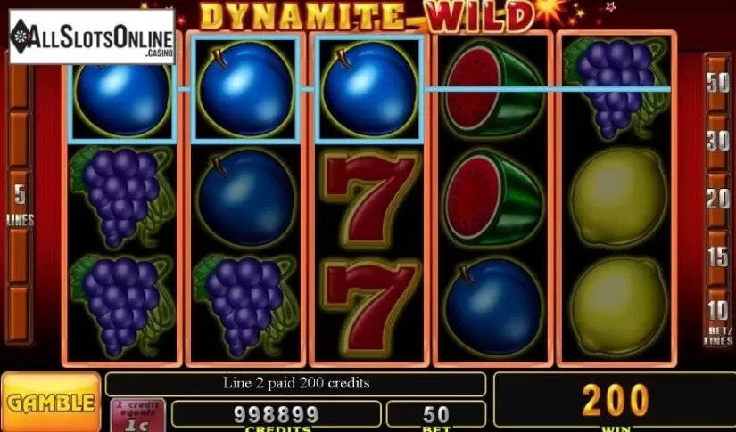 Win Screen. Dynamite Wild from Noble Gaming