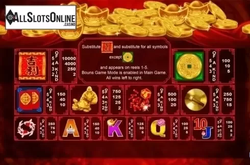 Paytable. Fortune Luck from August Gaming