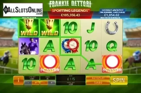 Wild Win screen. Frankie Dettori: Sporting Legends from Playtech
