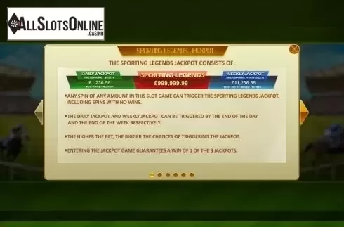 Paytable 1. Frankie Dettori: Sporting Legends from Playtech