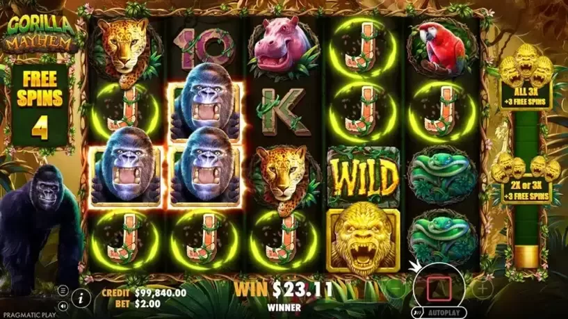 Gorilla Mayhem slot screenshot 