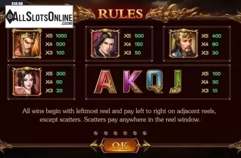 Paytable 2. Heroes of the East from Dream Tech