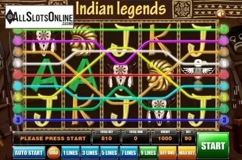 Reels screen. Indian Legends from GameX