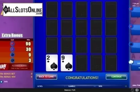Hi-Lo game screen. Joker Poker (Espresso Games) from Espresso Games