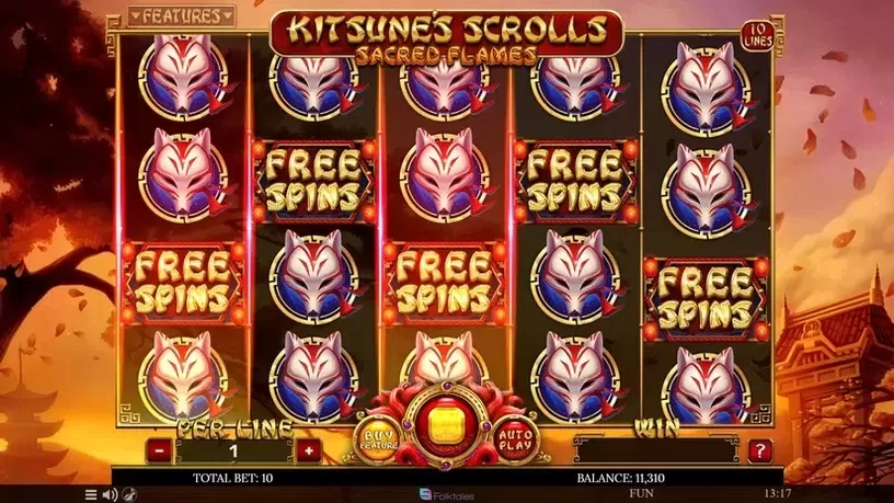 Kitsune's Scrolls Sacred Flames slot screenshot 4