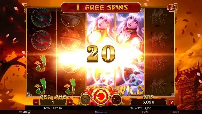 Kitsune's Scrolls Sacred Flames slot screenshot 7