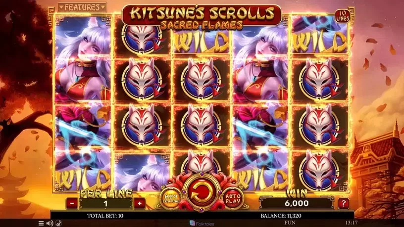 Kitsune's Scrolls Sacred Flames slot screenshot 3