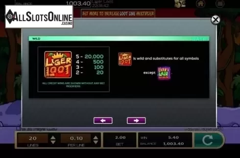 Info 3. Liger Loot from High 5 Games