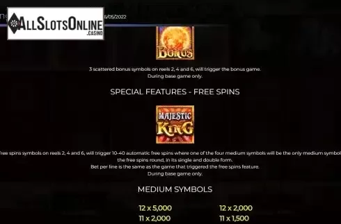 Free Spins screen