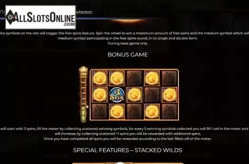 Bonus Game screen