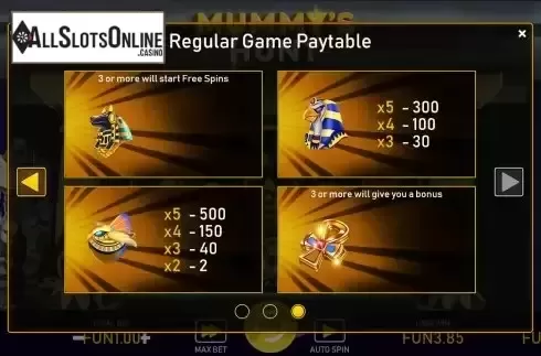 Paytable screen 3