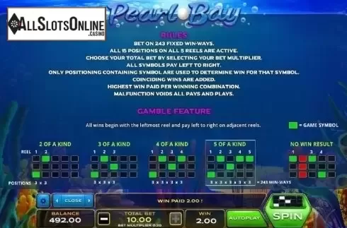 Paylines. Pearl Bay (Xplosive) from Xplosive Slots Group