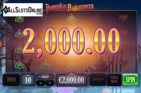 Win Screen. Pumpkin Bonanza from Playtech