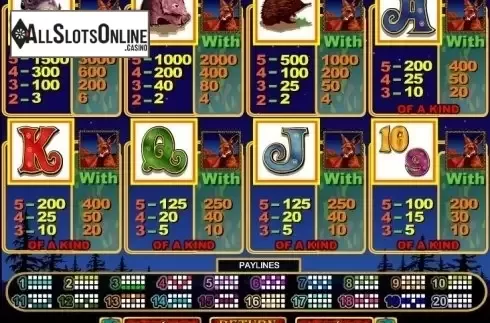 Paytable. Red Sands from RTG