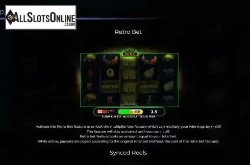 Retro bet feature screen