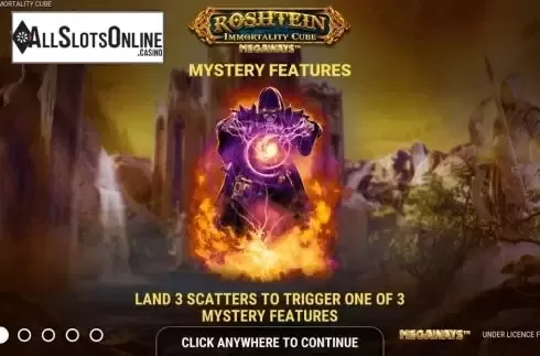 Start Screen. Rosh Immortality Cube from GameArt