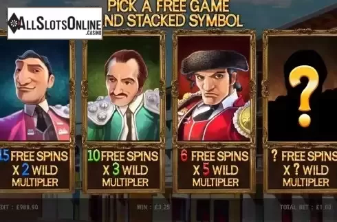 Free Spins screen