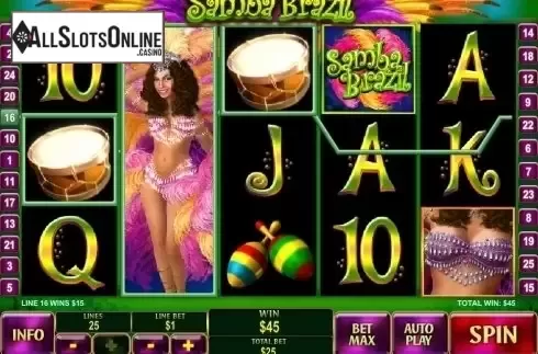 Win screen. Samba Brazil from Playtech