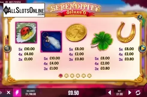 Paytable screen 1