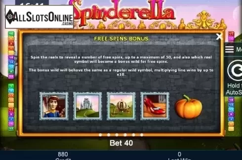 Paytable 4. Spinderella from Greentube