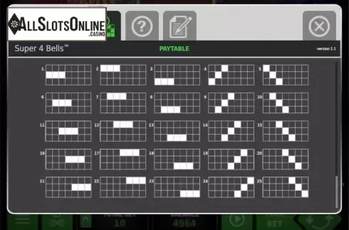 Paytable 4. Super 4 Bells from StakeLogic