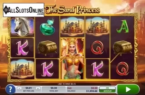 Wild Win screen. The Sand Princess from 2by2 Gaming