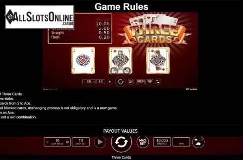 Paytable . Three Cards Poker (Wazdan) from Wazdan