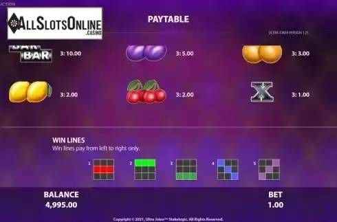 Win lines screen