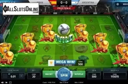Big win screen. World Cup Football Slot from Thunderspin