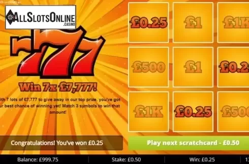 Win Screen. 777 (Gluck Games) from Gluck Games