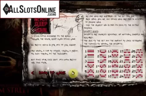 Rules how to play. A Nightmare On Elm Street from 888 Gaming