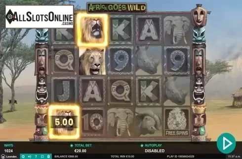 Win screen. Africa Goes Wild from Leander Games