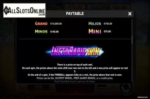 Jackpot screen