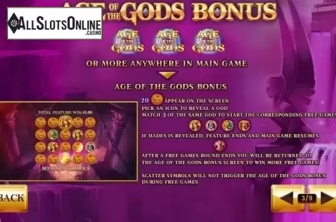 Paytable 3. Age of the Gods from Playtech