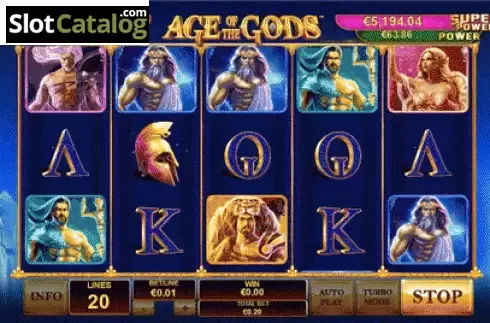 Game Workflow screen. Age of the Gods from Playtech
