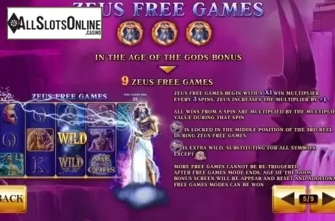 Paytable 5. Age of the Gods from Playtech