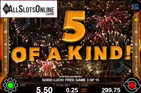 Win screen 2. Australian Magic from Casino Technology