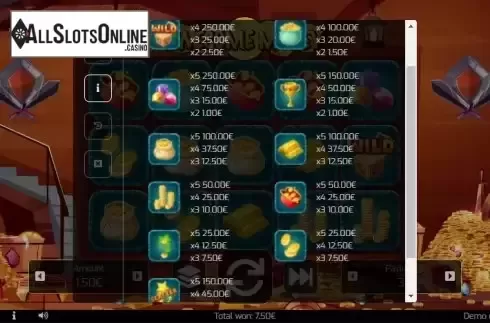 Paytable screen