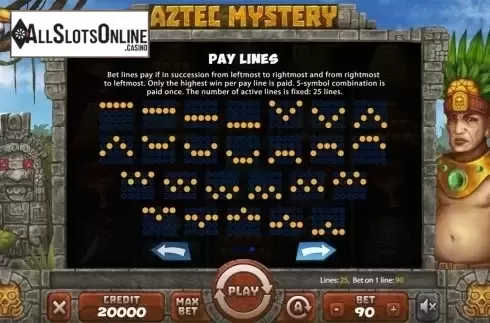 Paytable 3. Aztec Mystery from X Card
