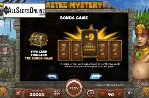 Paytable 2. Aztec Mystery from X Card