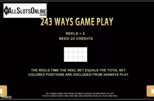 Paytable 3. Billionaire's Secret from PlayStar